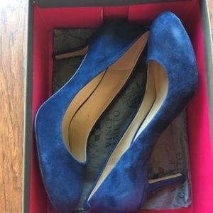 Ladies' Heels - Vince Camuto - Blue Suede Pumps